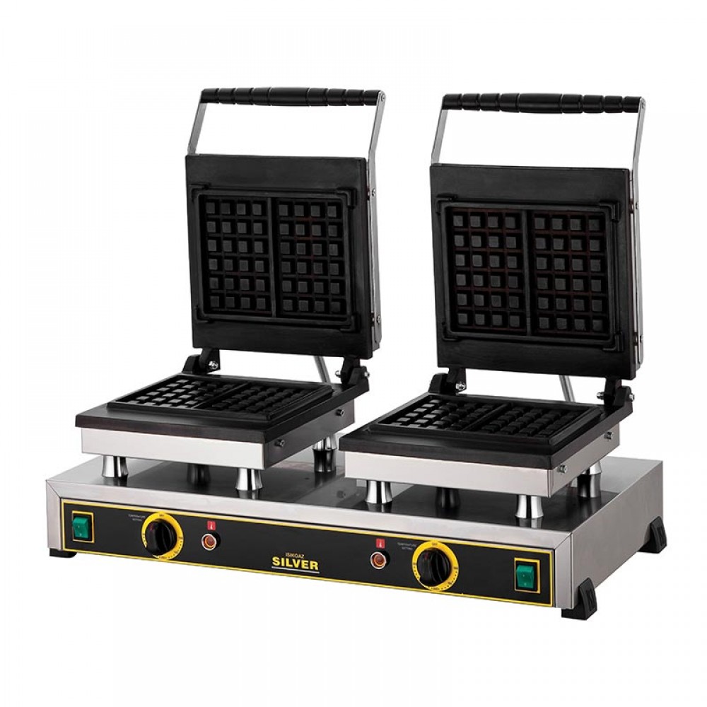 Waffle makinası çiftli,kare model waffle makinesi,çiftli waffle 